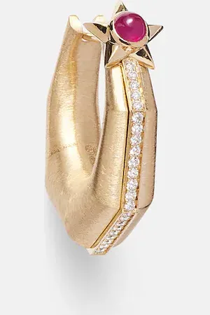 Marie Lichtenberg Baba Medium 18kt single hoop earring with diamonds and ruby