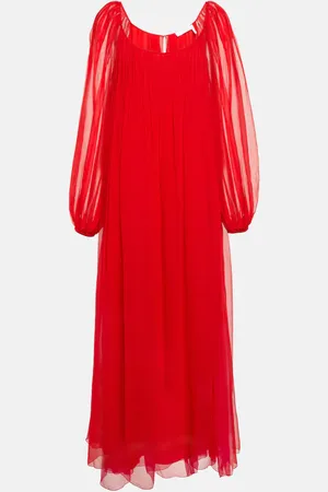 Chloé Pleated silk mousseline maxi dress