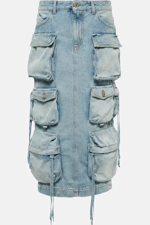 The Attico Cargo denim midi skirt