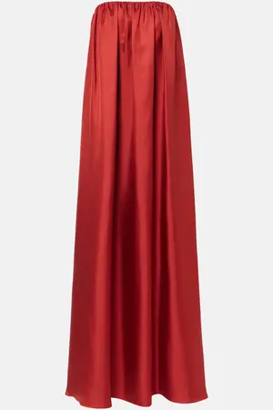 Max Mara Edda pleated strapless silk gown