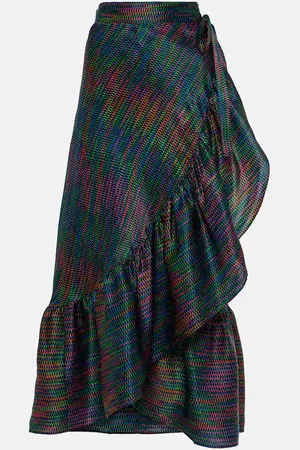 ERES Neon printed silk satin wrap skirt