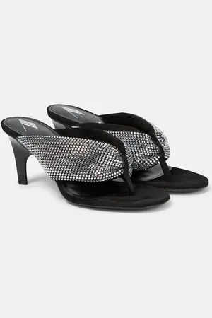 The Attico Rem satin crystal-embellished thong sandals