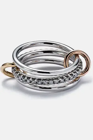 SPINELLI KILCOLLIN Tigris MX Gris sterling silver ring with diamonds and yellow and rose connectors