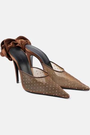 MAGDA BUTRYM Floral-applique embellished mesh mules