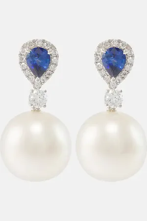 BUCHERER FINE JEWELLERY Romance 18kt white gold earrings with sapphires, diamonds, and pearls