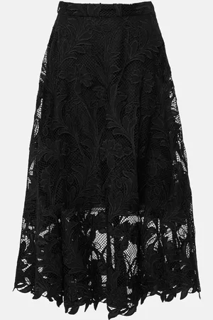 Oscar de la Renta Floral guipure lace midi skirt