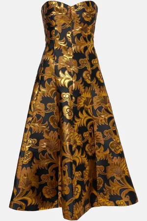 Etro Semi-sheer strapless lame maxi dress