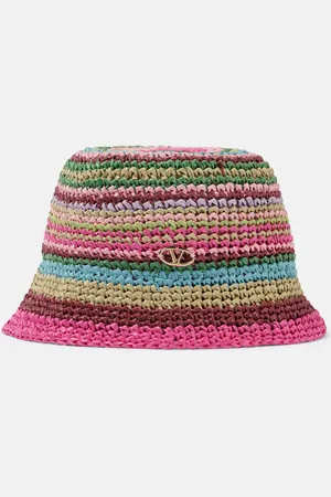 VALENTINO VLogo Signature striped crochet bucket hat