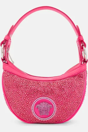 VERSACE Crystal Repeat Mini embellished leather shoulder bag