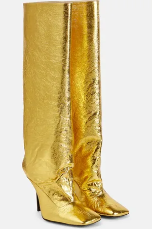 The Attico Sienna crinkled laminated leather knee-high boots 105mm