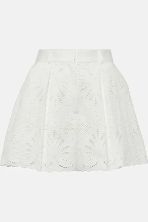 Self-Portrait High-rise embroidered cotton shorts
