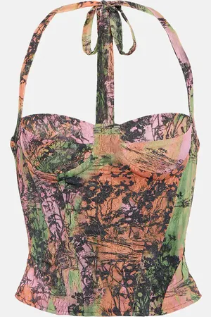Roberta Einer Printed halterneck bustier top