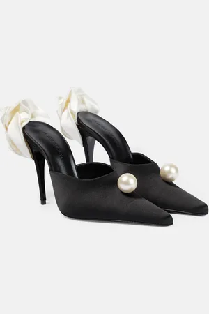 MAGDA BUTRYM Applique embellished satin mules