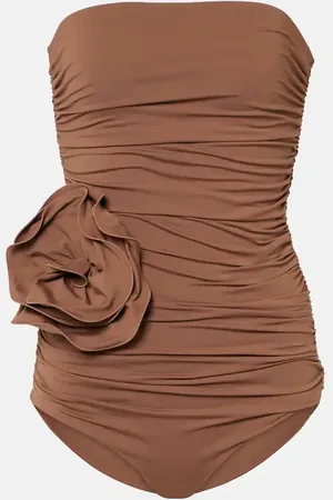 MAGDA BUTRYM Floral-applique ruched swimsuit