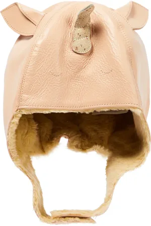 Donsje Kapi Unicorn faux fur and leather hat