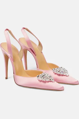 MAGDA BUTRYM Crystal-embellished satin slingback pumps