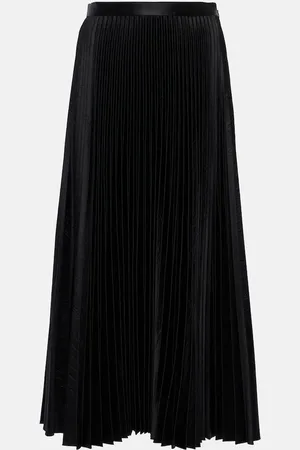 Alaïa AlaÃ¯a Pleated croc-effect satin midi skirt