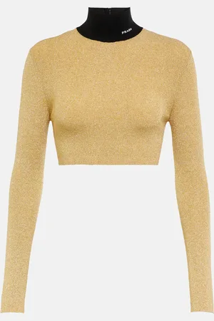 Prada Lame cropped turtleneck sweater