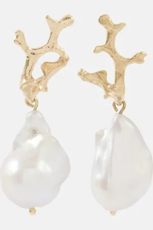 ALÉMAIS Reverie Coral drop earrings with freshwater pearl