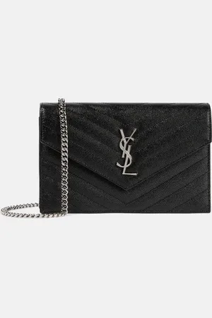 Saint Laurent Cassandre matelasse envelope leather wallet on chain