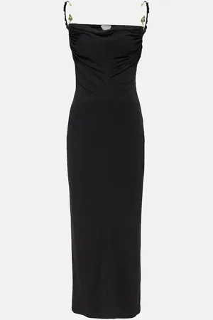 Bottega Veneta Embellished ruched crepe maxi dress
