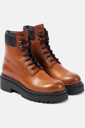 Prada Re-Nylon and leather lace-up boots