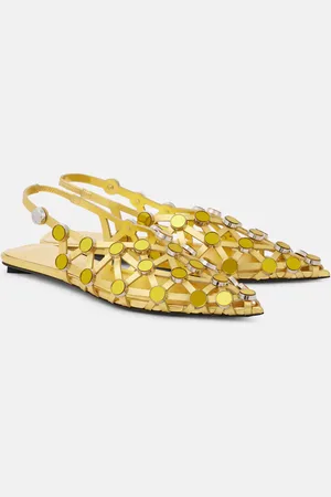 The Attico Grid metallic leather slingback flats