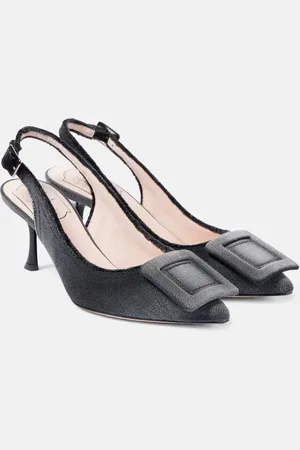 Roger Vivier Fringed denim slingback pumps