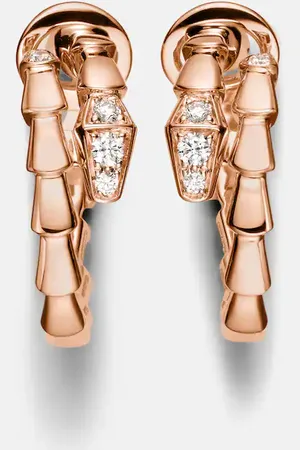 Bvlgari Serpenti Viper 18kt rose hoop earrings with diamonds