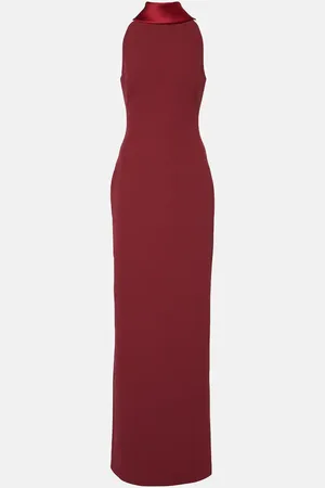 Safiyaa Holliana satin-trimmed crepe gown