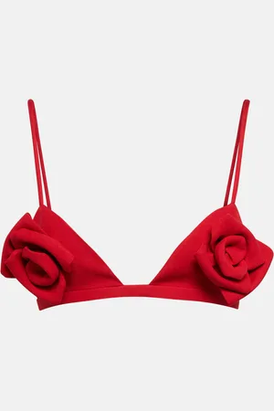 VALENTINO Floral-applique Crepe Couture bra top