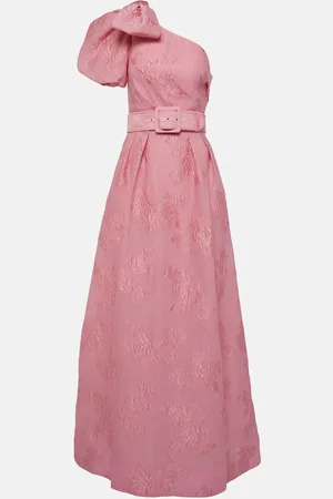Rebecca Vallance Zelie printed one-shoulder gown