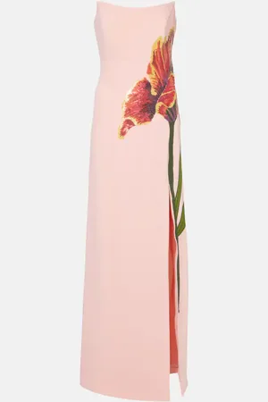 Costarellos Margita floral crepe corset gown