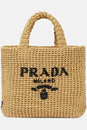 Prada Logo raffia shopper
