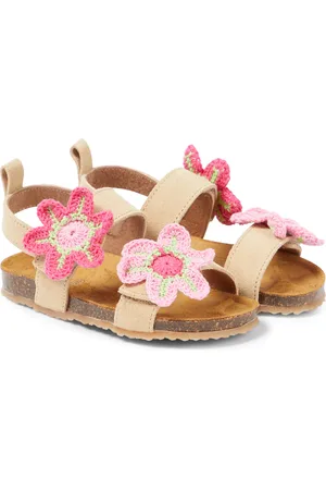 PèPè Floral-applique suede sandals