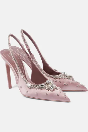 Gucci Crystal-embellished satin slingback pumps