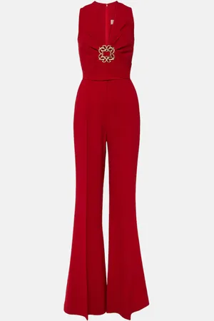 Elie saab Gathered embellished cady jumpsuit