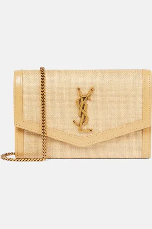 Saint Laurent Uptown raffia wallet on chain