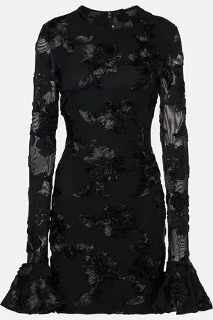 ROTATE Floral embroidered mesh minidress