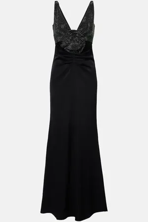 Roland Mouret Floral-applique embellished satin crepe gown