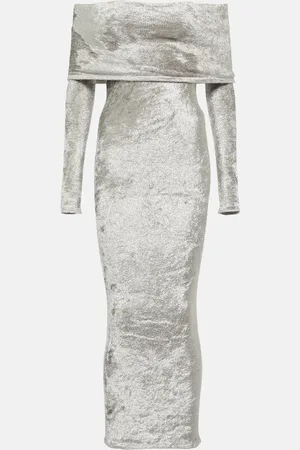 Alaïa Off-shoulder velvet midi dress