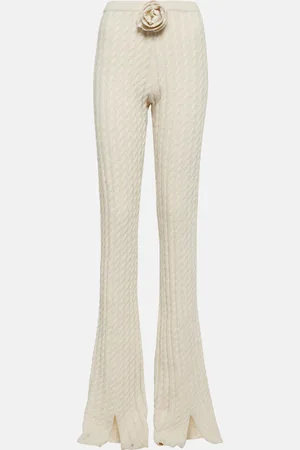 MAGDA BUTRYM Floral-applique split-hem flared pants