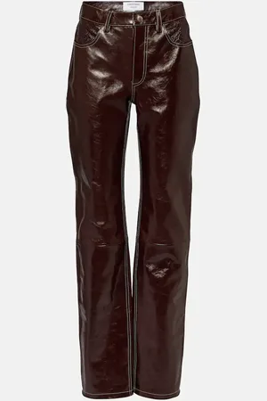 Marine Serre Ombre high-rise leather straight pants
