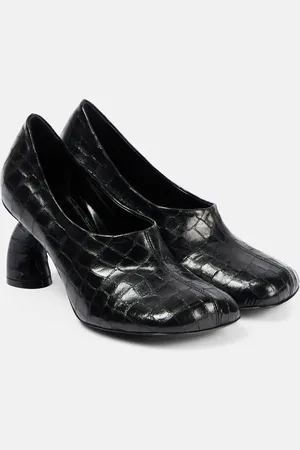 DRIES VAN NOTEN 75 croc-effect metallic leather pumps