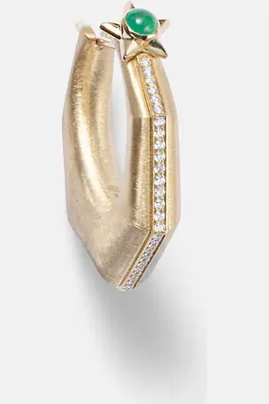 Marie Lichtenberg Baba Large 18kt single earring with diamonds and emerald