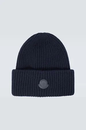 Moncler Leather-trimmed cashmere beanie