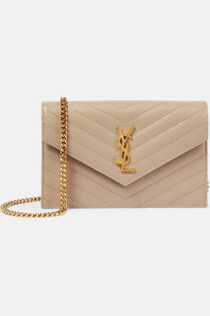 Saint Laurent Cassandre matelasse envelope leather wallet on chain