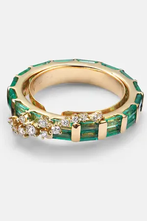 Ananya Scatter 18kt ring with emeralds and diamonds