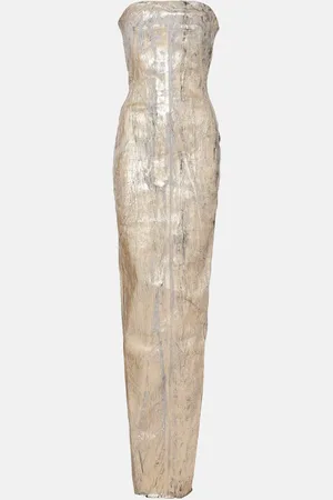 Rick Owens Coated denim bustier gown