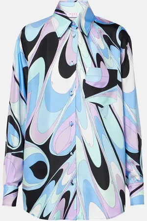 Puccini Printed silk twill pajama shirt